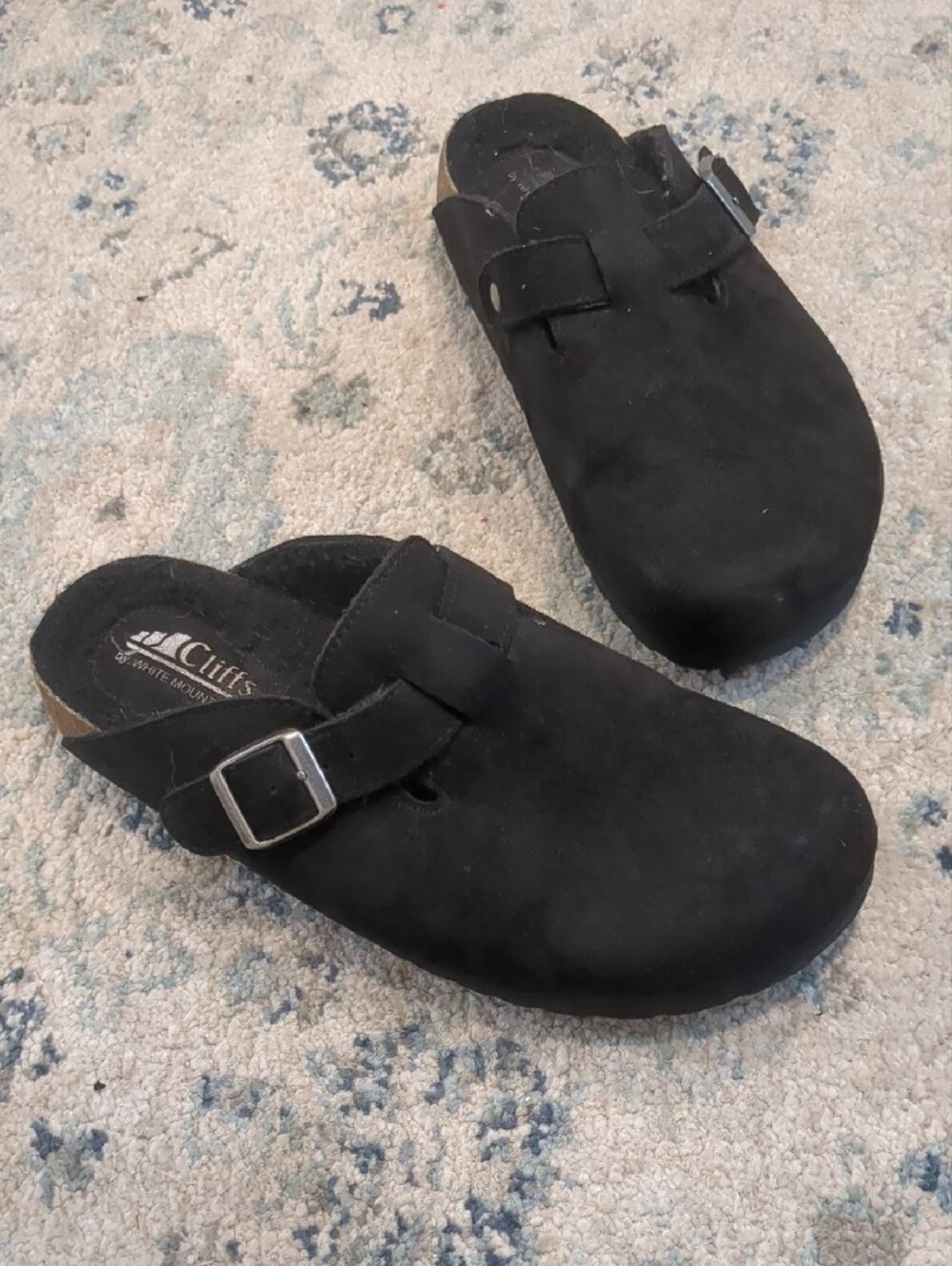 Cliffs by White Mountain Black Clog Mules Buckle Strap - Women's Sz 9 / 9.5
